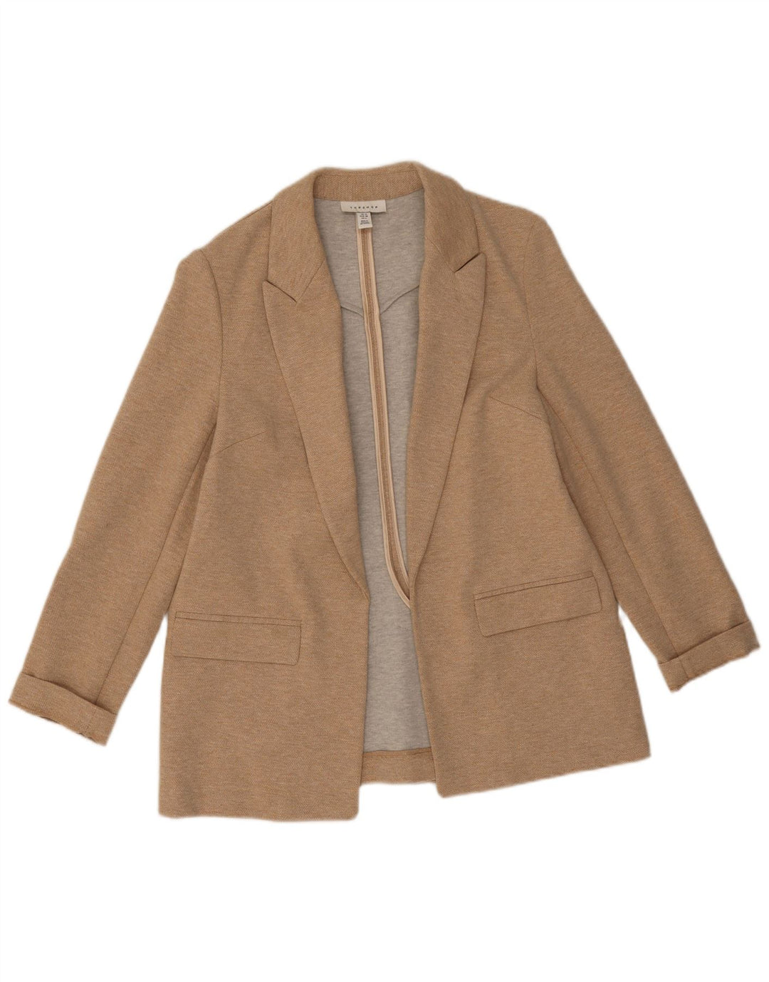Topshop Jachetă Blazer deschisă pentru femei UK 10 Mic Bej Poliester