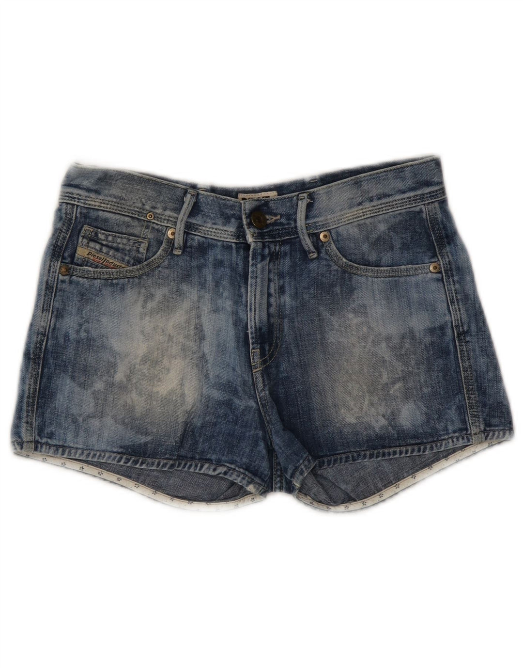 DIESEL Pantaloni scurți din denim pentru femei Acid Wash W25 XS Bumbac albastru