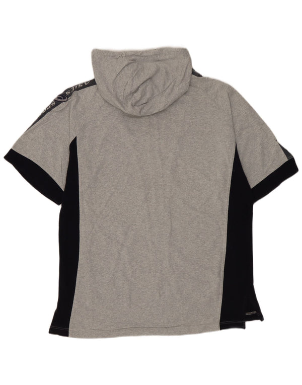 Pulover ASICS pentru bărbați, cu mânecă scurtă, cu fermoar, bumbac color bloc, gri mic