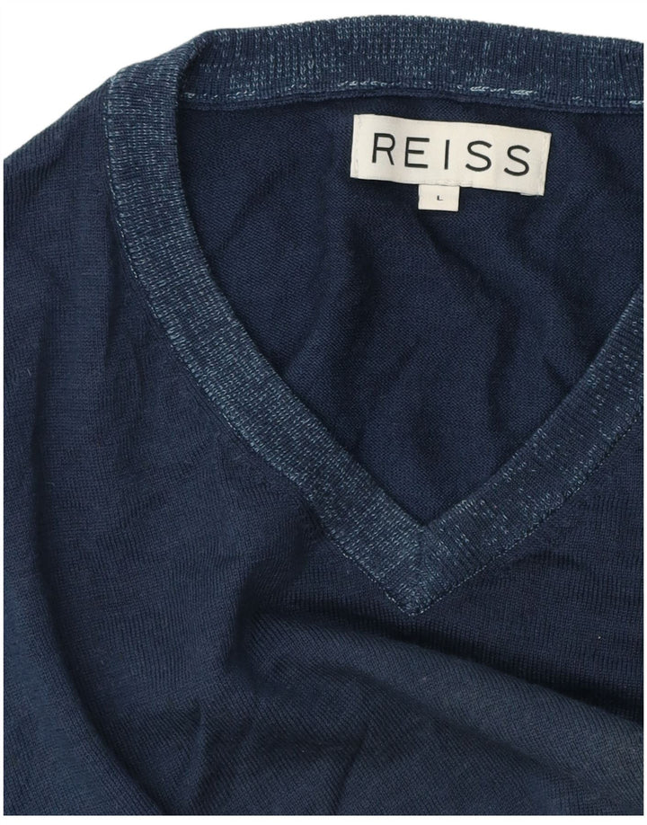 Pulover pentru bărbați Reiss cu decolteu în V, mare, bleumarin