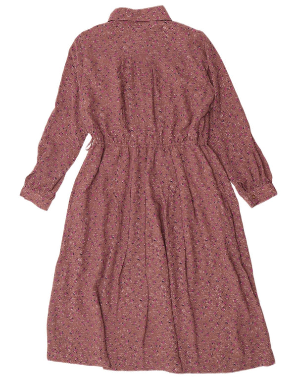 Rochie cămașă tip pulover pentru femei vintage UK 12 Maro Mediu Floral