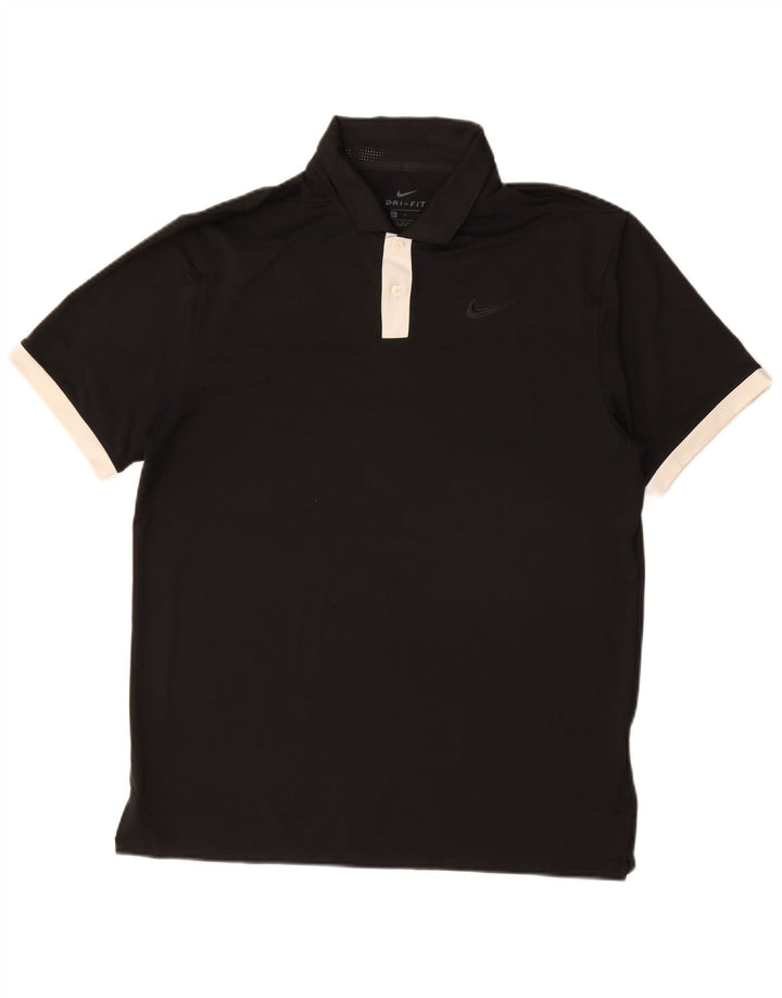 Tricou polo NIKE Dri Fit pentru bărbați, poliester mediu negru