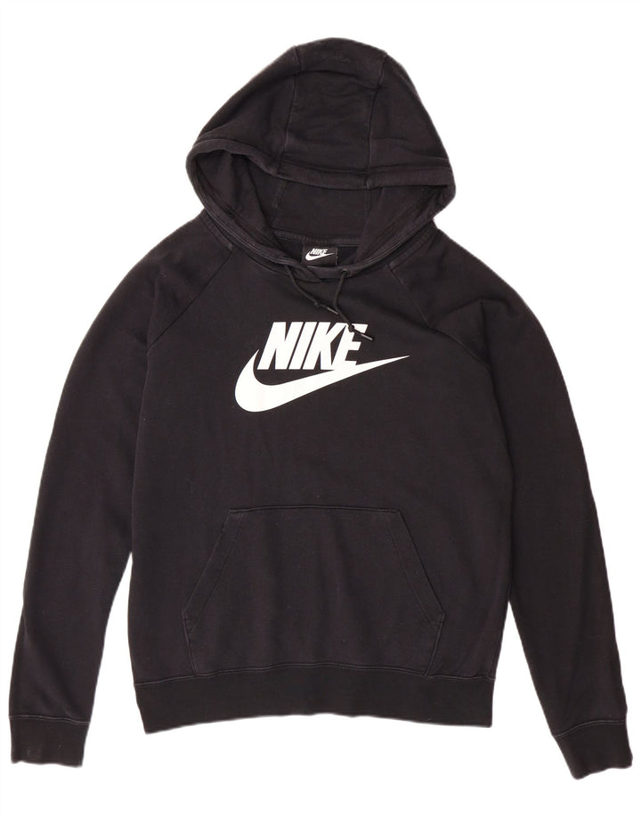 Pulover NIKE pentru femei, supradimensionat, cu capota, UK 10, bumbac negru