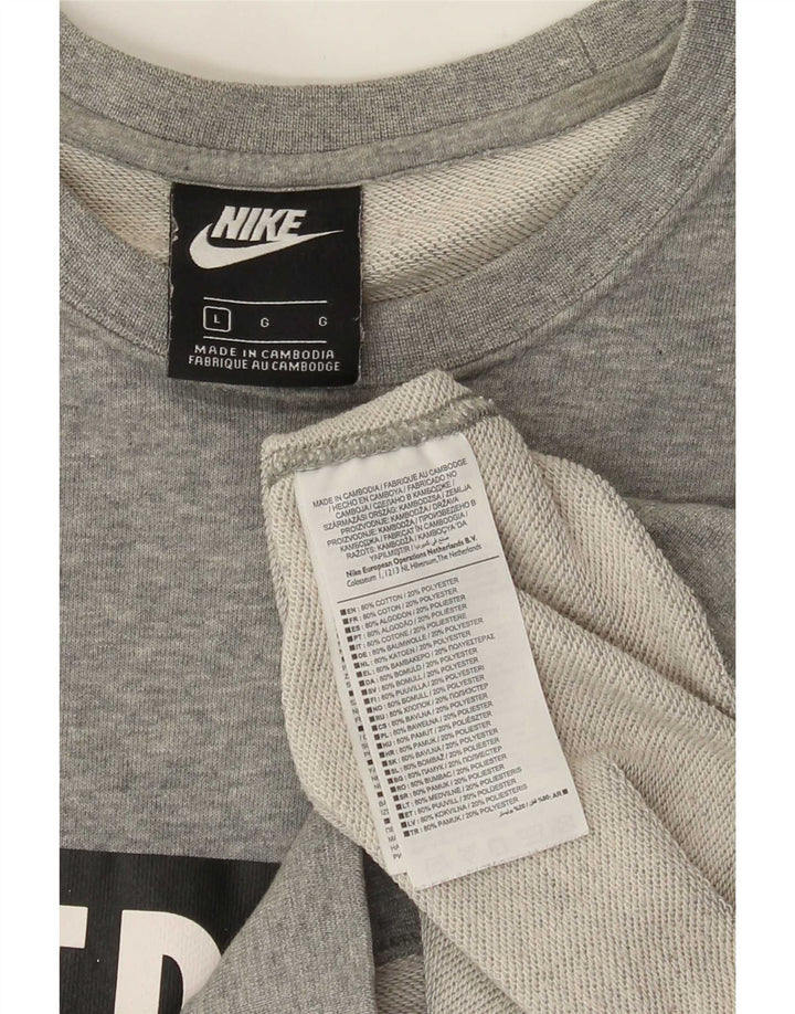 Hanorac grafic pentru bărbați Nike Pulover mare, gri bumbac cu pete