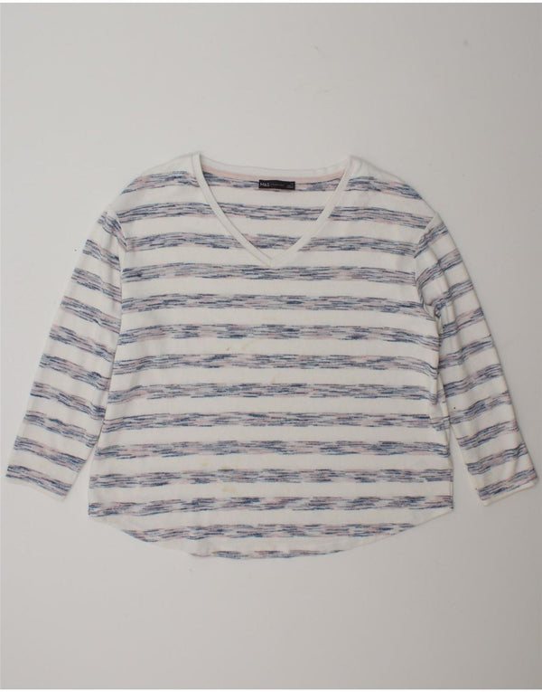 Marks & Spencer Top pentru femei cu mânecă lungă UK 18 XL, viscoză cu dungi albe
