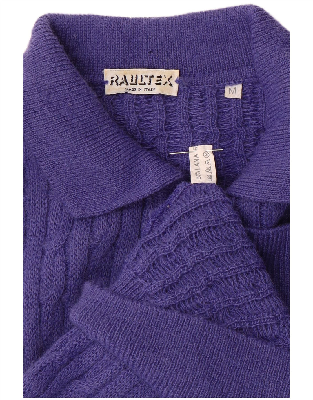 VINTAGE Pulover pentru bărbați cu gât polo din lână violet mediu