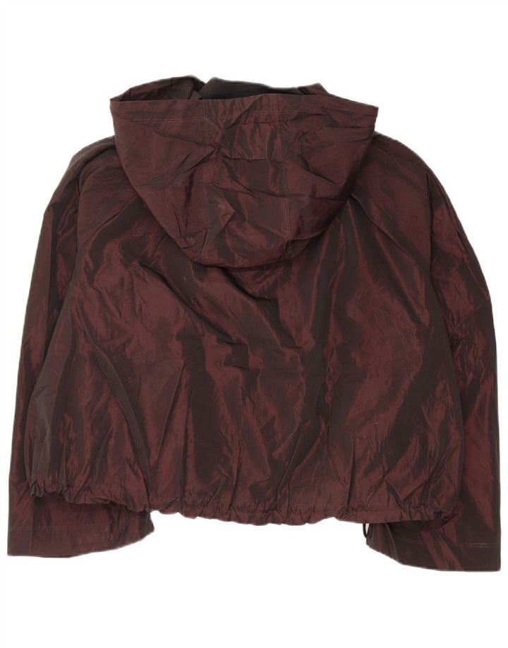 CALVIN KLEIN Jachetă bomber cu glugă supradimensionată pentru femei UK 14 Burgundy mediu
