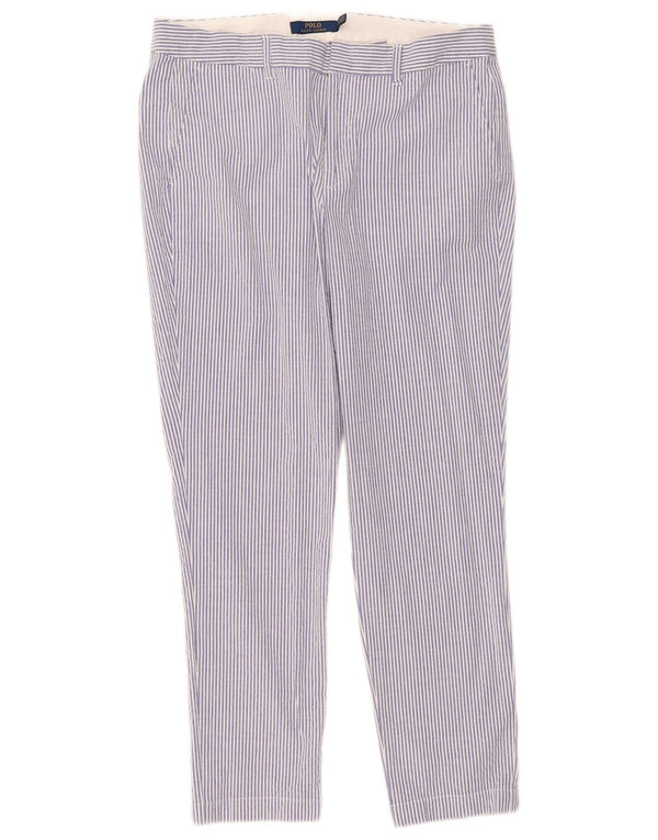 Polo Ralph Lauren Womens Chino Trousers EU 8 Medium W38 L28 Blue Pinstripe