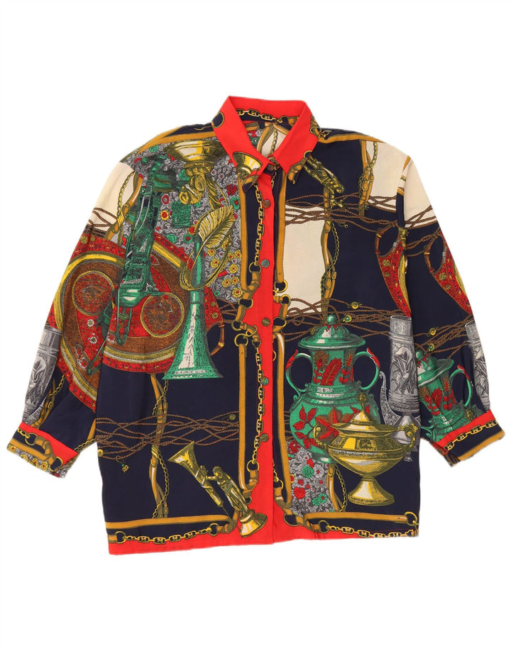 Bluză cămașă cu model abstract pentru femei VINTAGE UK 14 Medium Multicolor