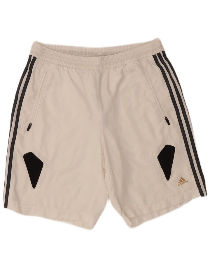 Pantaloni scurți sport pentru bărbați Adidas Climacool, alb mediu, poliester color bloc