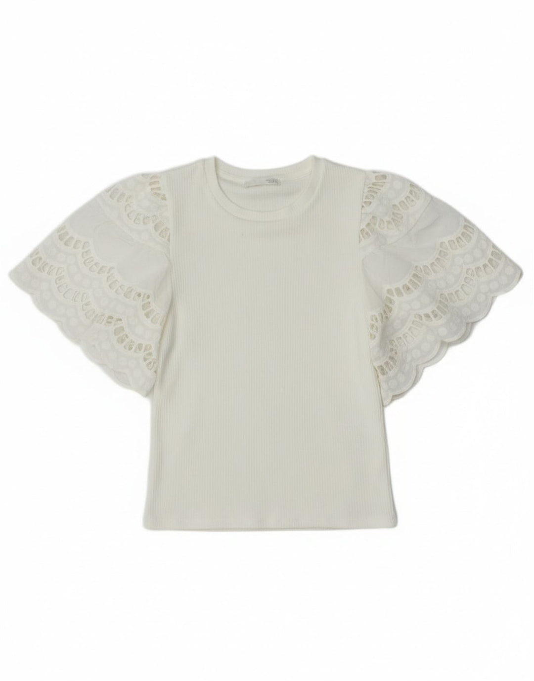 Bluză Zara pentru femei Crop Batwing Top UK 8 Small White Viscose