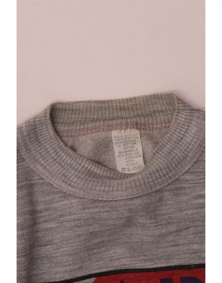 Pulover de hanorac cu grafic vintage pentru femei UK 14 Medium Gri Colorblock