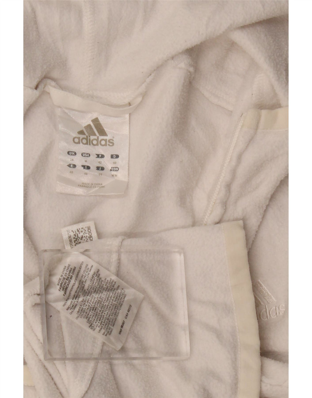 Jachetă fleece cu glugă Adidas pentru femei UK 12 Poliester alb mediu