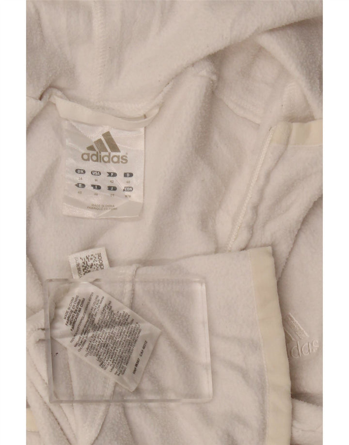 Jachetă fleece cu glugă Adidas pentru femei UK 12 Poliester alb mediu