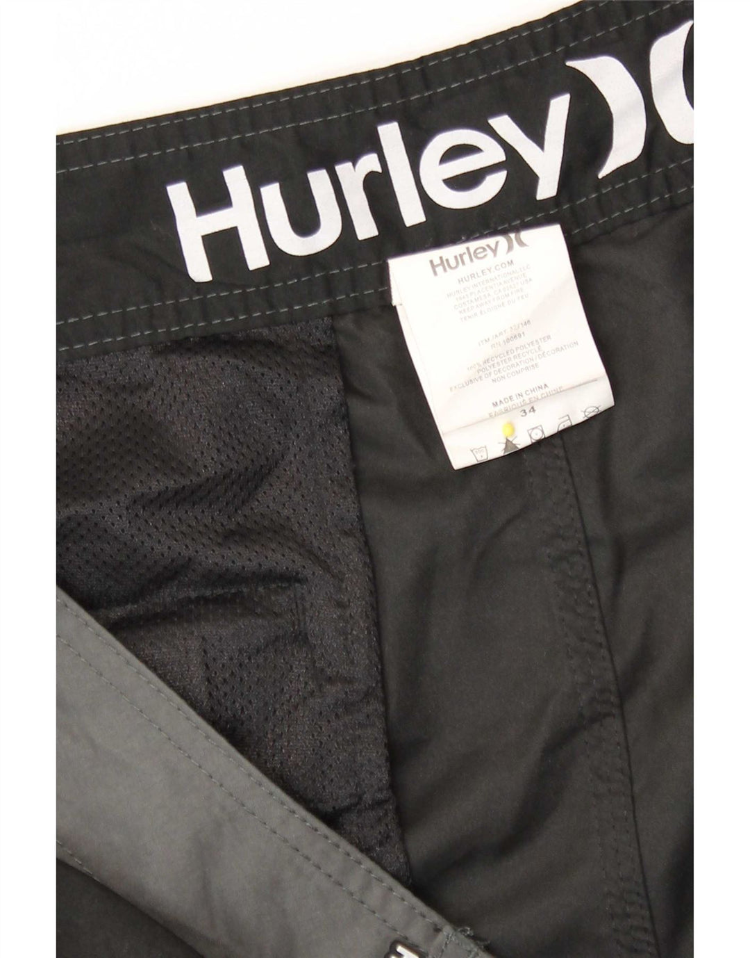 Pantaloni scurți de înot Hurley pentru bărbați, mari, negru, poliester color bloc