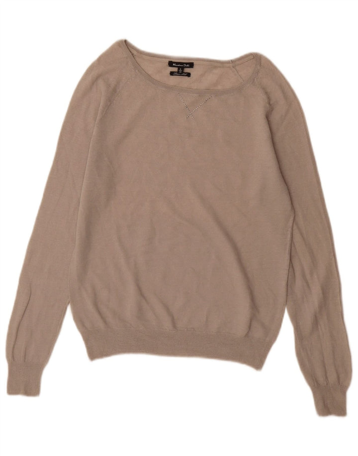 Pulover pentru damă Massimo Dutti, cu gât de barcă, UK 10 Mic, bej, lână