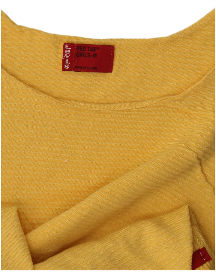 LEVI'S Girls Vest Top 11-12 Years Medium Yellow Pinstripe