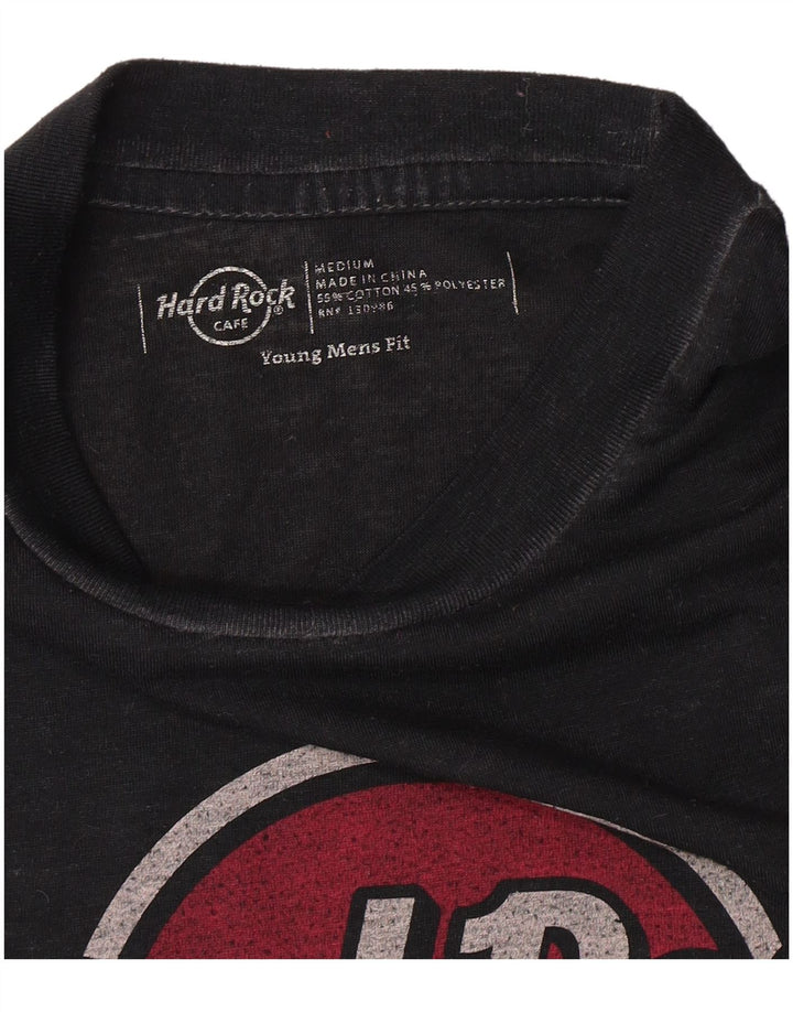 Tricou grafic Amsterdam pentru bărbați Hard Rock Cafe Top mediu din bumbac negru