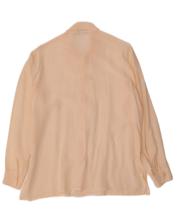 Bluză de cămașă de epocă pentru femei UK 14 Medium Off White Silk