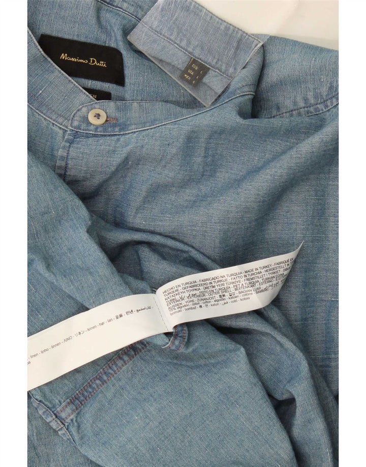 Cămașă Massimo Dutti pentru bărbați, mare, albastru, bumbac