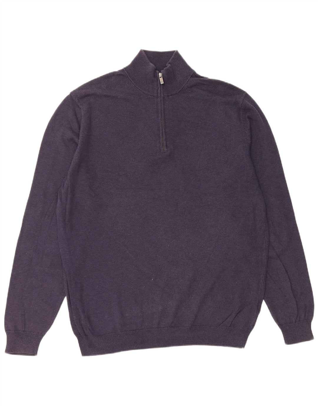 MASSIMO DUTTI Pulover pentru bărbați, cu fermoar, cu gât, din bumbac mare, albastru bleumarin