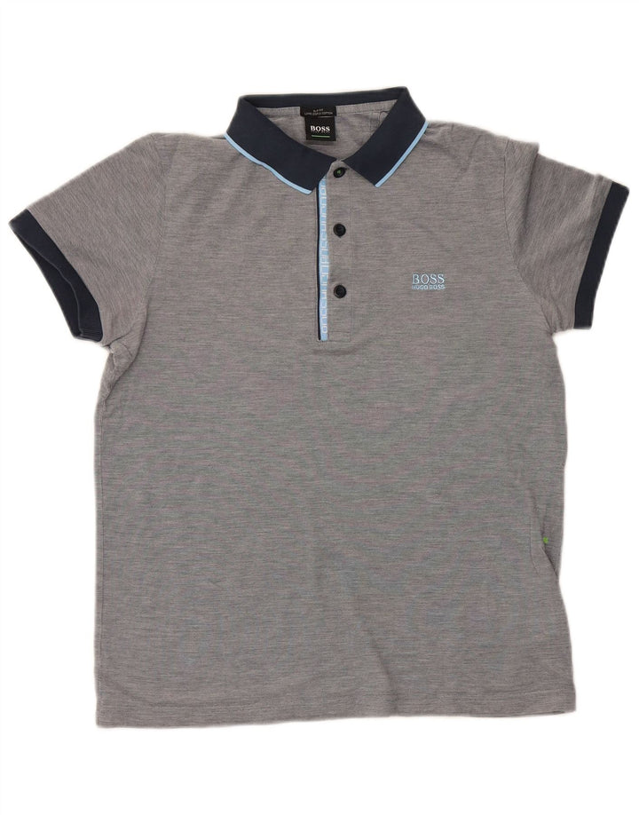 Tricou polo Hugo Boss pentru bărbați, bumbac color bloc, gri mediu