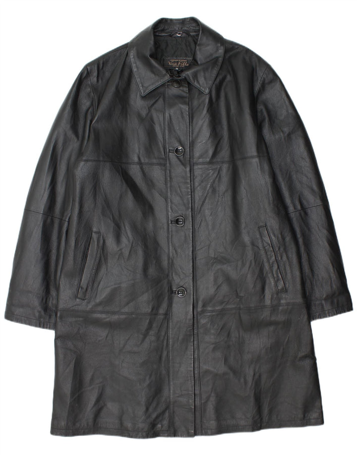 Palton din piele vintage pentru femei IT 48 XL din piele neagră