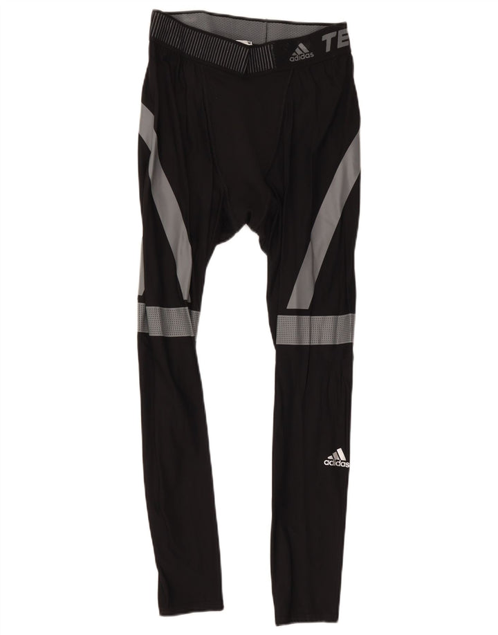 Leggings crop Adidas pentru bărbați Tech Fit, mari, negru, poliamidă color bloc