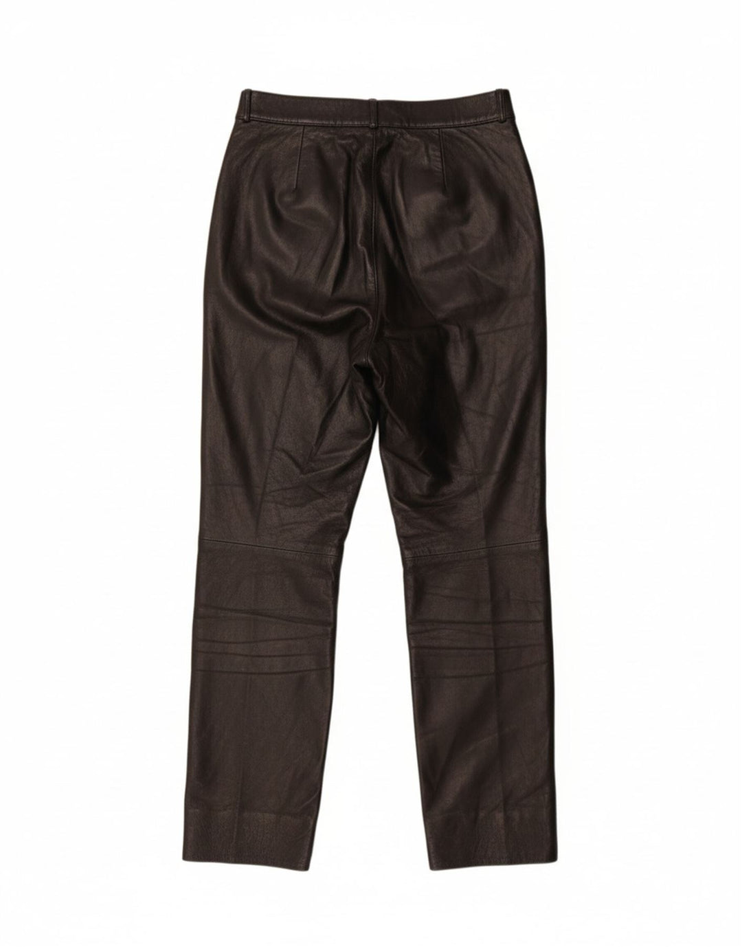 VINTAGE Womens Straight Leather Trousers W26 L28 Brown Vintage Vintage and Second-Hand Vintage from Messina Hembry 