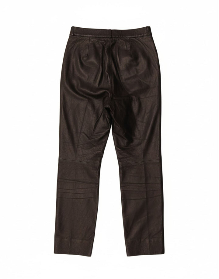 VINTAGE Womens Straight Leather Trousers W26 L28 Brown Vintage Vintage and Second-Hand Vintage from Messina Hembry 