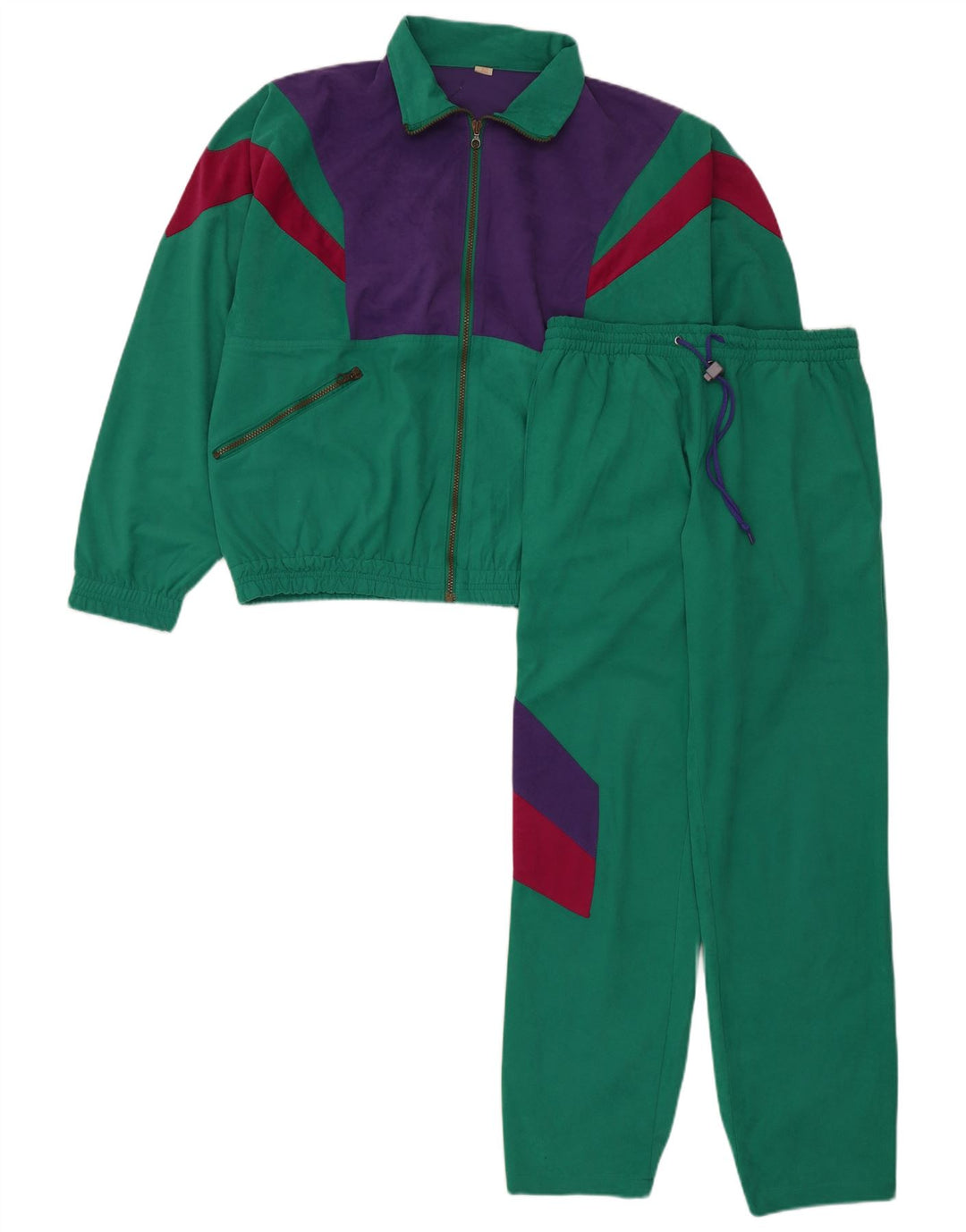 Trening Vintage pentru femei UK 14 Medium Green Colorblock Poliester