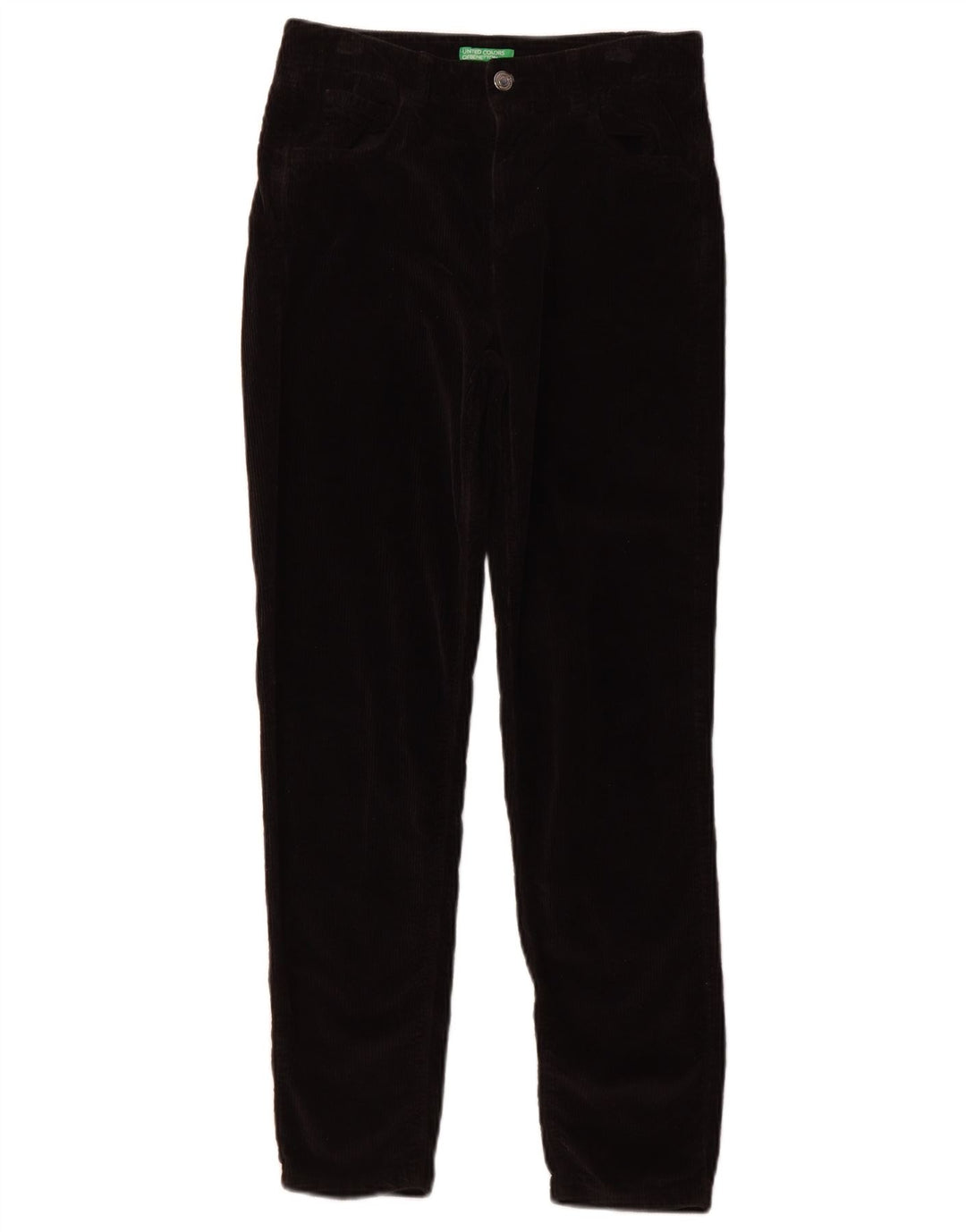 Pantaloni subțiri din catifea pentru femei BENETTON UK 8 Small W26 L27 bumbac negru