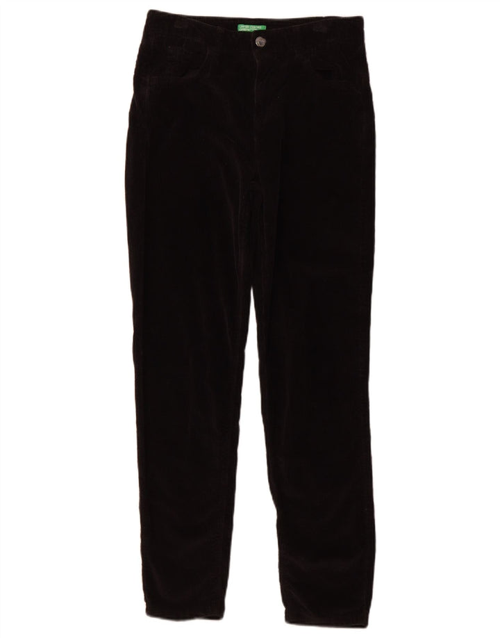 Pantaloni subțiri din catifea pentru femei BENETTON UK 8 Small W26 L27 bumbac negru