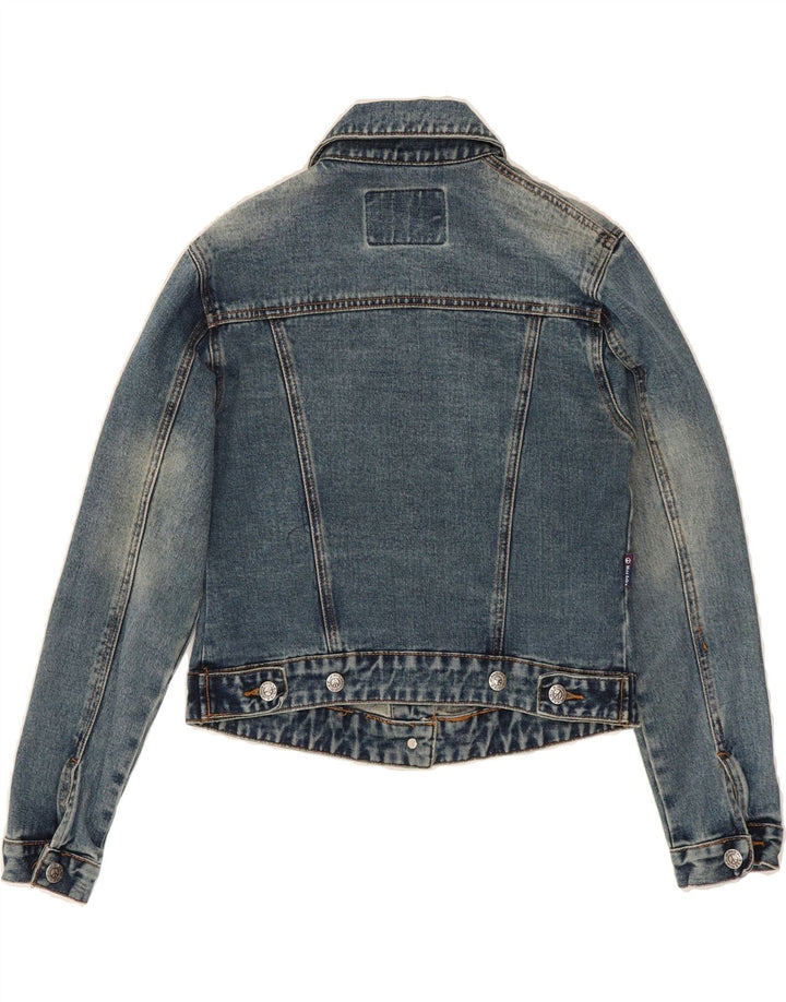 VINTAGE Womens Denim Jacket UK 12 Medium Blue Cotton Vintage Vintage and Second-Hand Vintage from Messina Hembry 