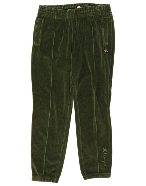 Pantaloni de trening din velur pentru femei Champion Pantaloni de jogging din bumbac verde mediu