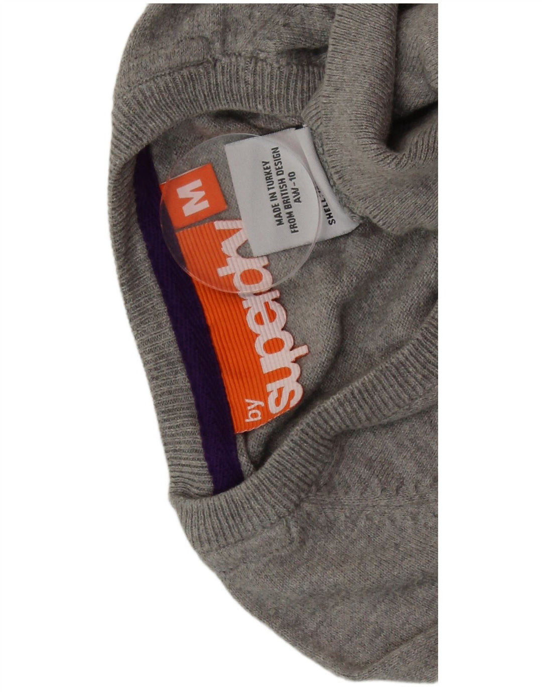Pulover pentru bărbați SUPERDRY cu decolteu în V, bumbac gri mediu