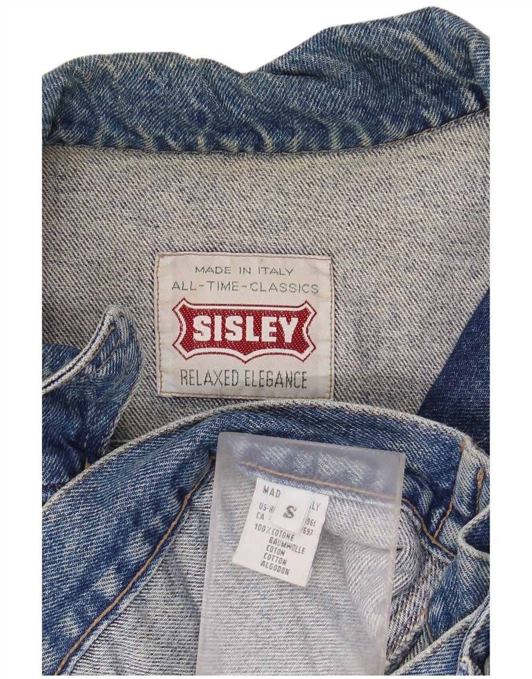 Jachetă de blugi supradimensionată pentru femei SISLEY UK 10, bumbac albastru mic