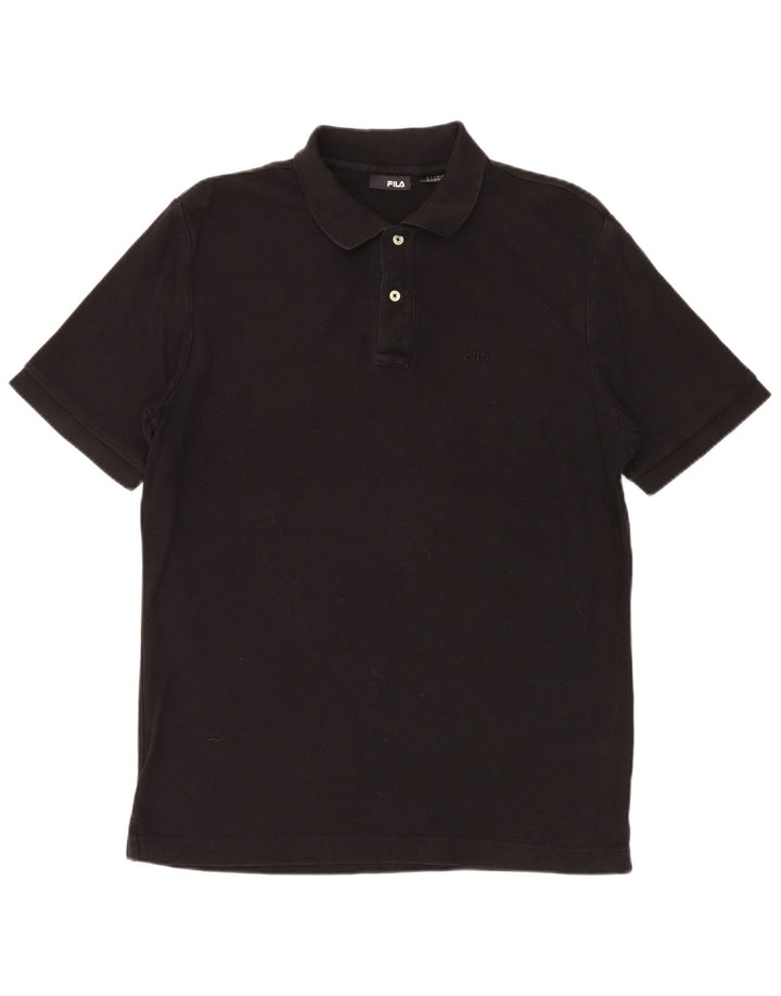 Tricou polo FILA pentru bărbați, bumbac mediu negru