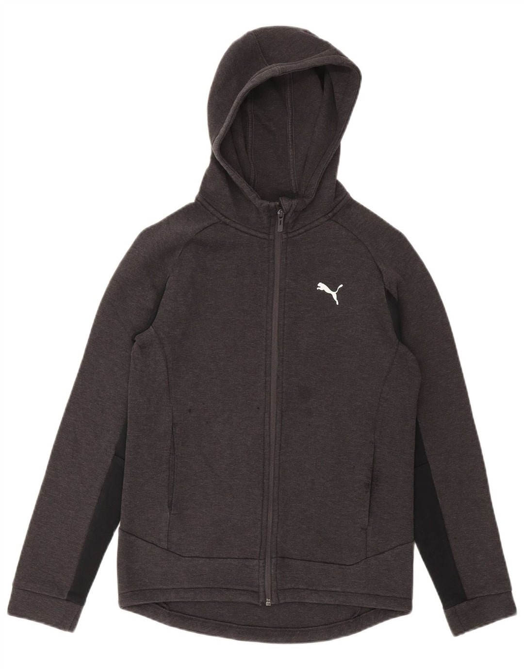 PUMA Boys Zip Hoodie Sweater 13-14 Years Grey Colourblock Polyester
