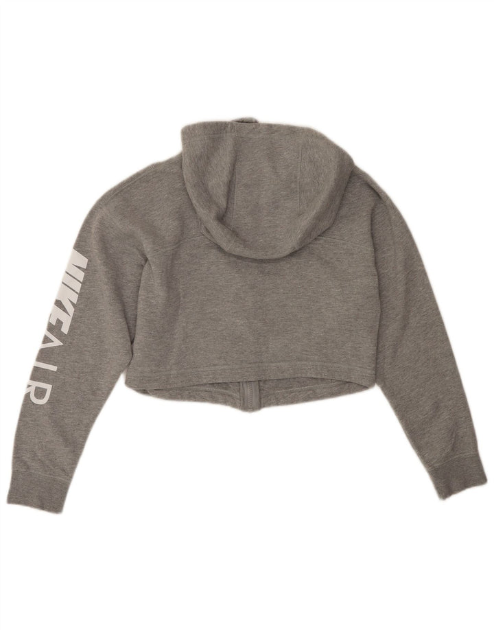 Pulover NIKE pentru femei oversized Crop Graphic, cu fermoar, bumbac, UK 6 XS, gri