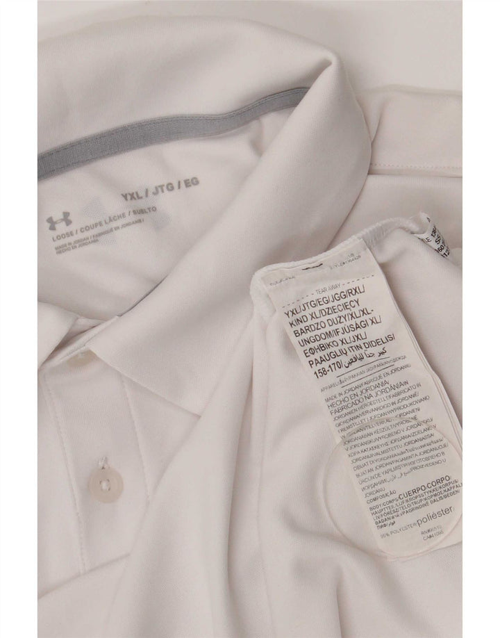 Tricou polo Under Armour pentru baieti 13-14 ani XL poliester alb