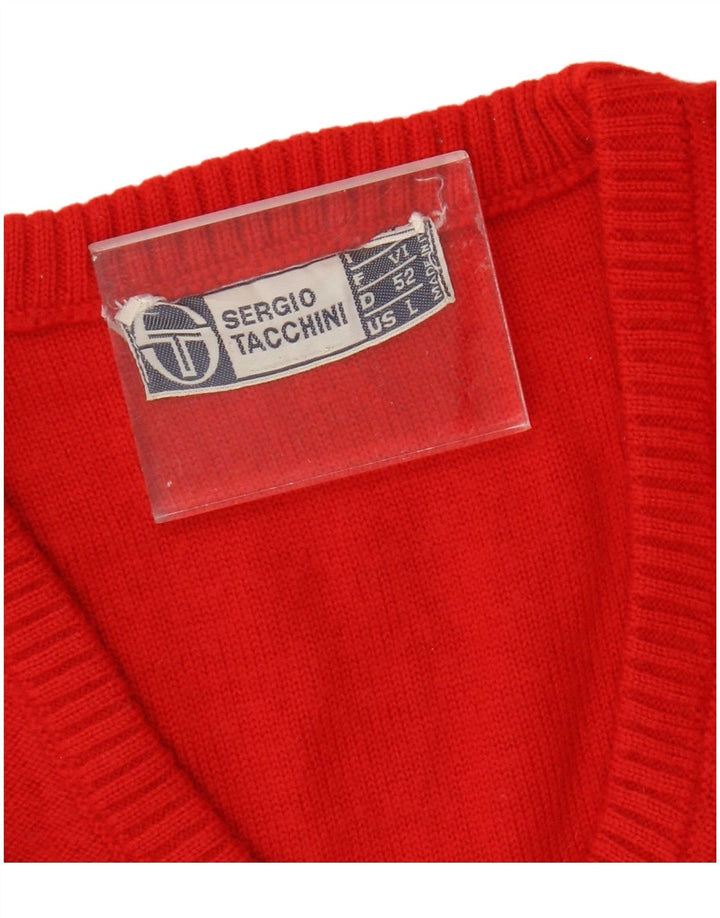 SERGIO TACCHINI Pulover cu decolteu în V pentru femei UK 14 Large Red
