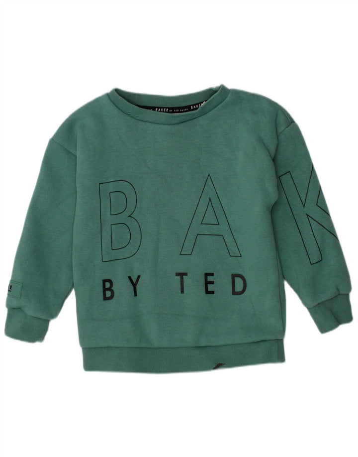 Hanorac cu grafic Ted Baker pentru băieți Pulover 2-3 ani bumbac verde