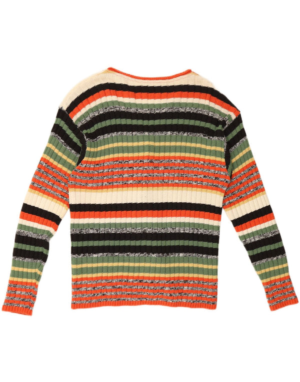 Pulover Cardigan Vintage pentru Damă UK 16 Mare Lână cu dungi multicolore