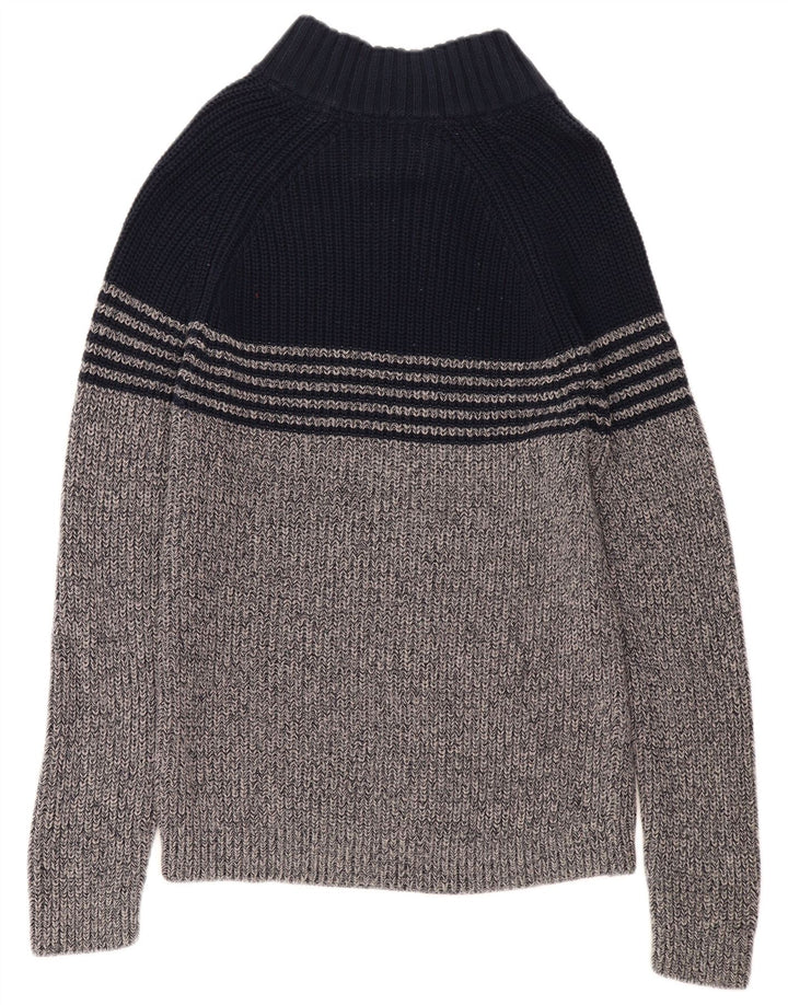 WHITE STUFF Pulover pentru femei cu gât cu nasturi, UK 16, mare, gri Colorblock