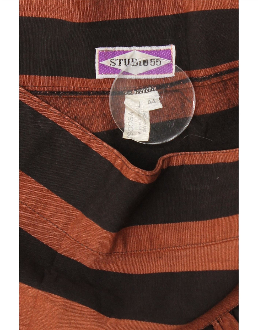 Fusta mini plisată pentru femei VINTAGE IT 44 Medium W28 Maro, viscoză cu dungi