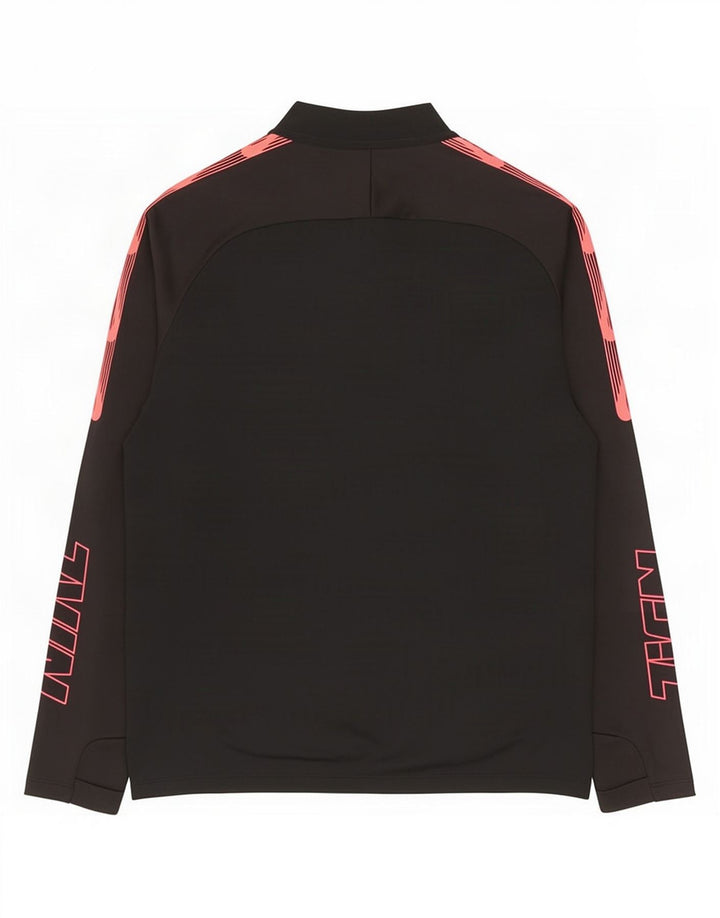 Top de trening pentru bărbați Dri Fit, cu fermoar și gât, negru, colorblock