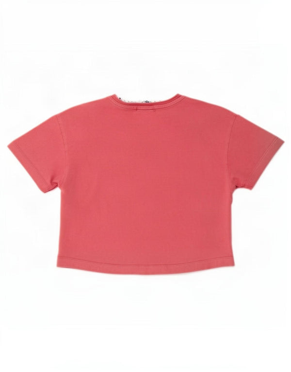 Tricou crop grafic Adidas pentru femei Top UK 8 mic, roz, bumbac color bloc