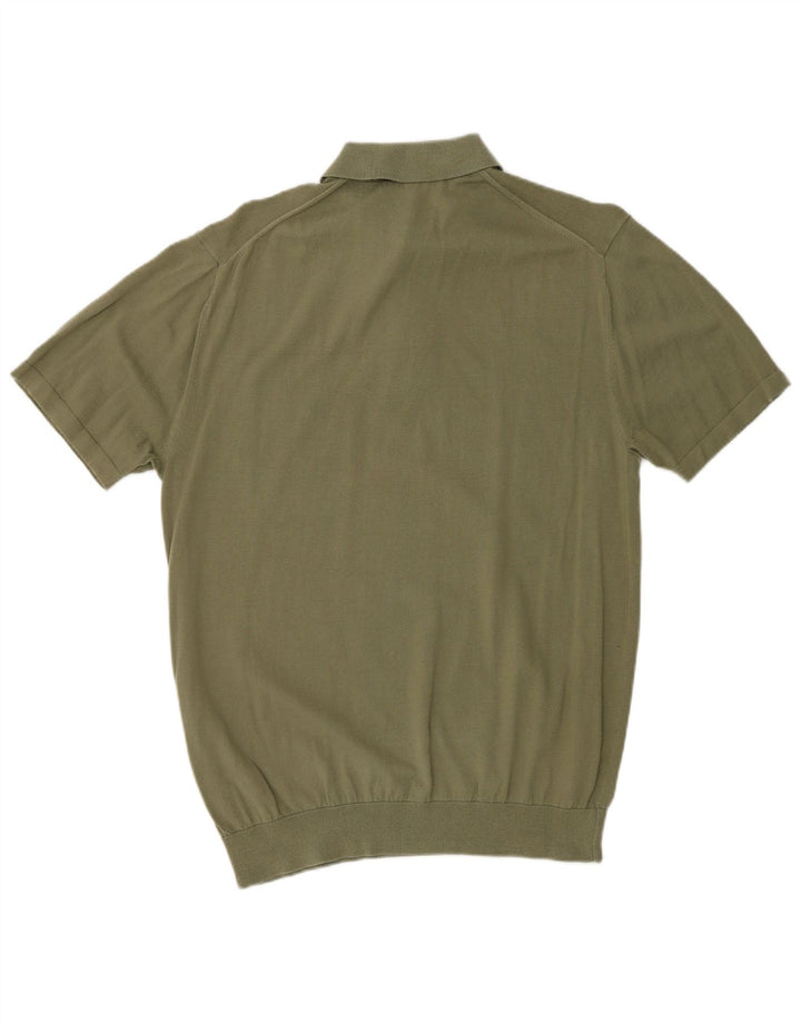 FRENCH CONNECTION Pulover pentru bărbați cu mânecă scurtă și gât polo, kaki mediu