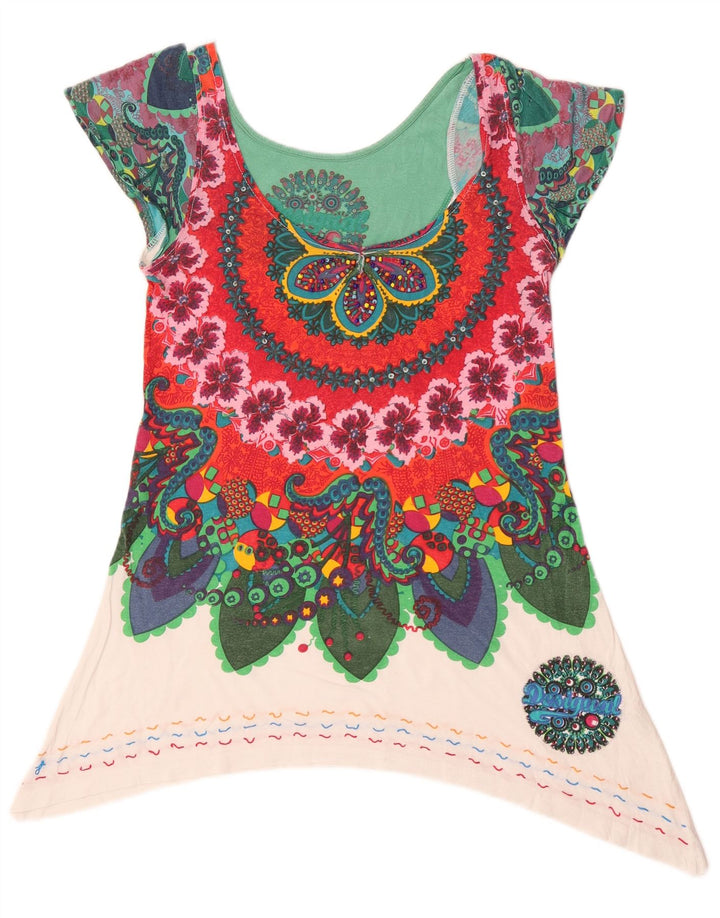 Desigual Womens Asymmetric Tunic Top UK 12 Medium Multicolor